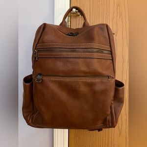 Aglod Brown Faux Leather Convertible Backpack